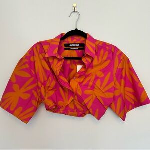 Jacquemus Pink and Orange Floral Button Down Shirt